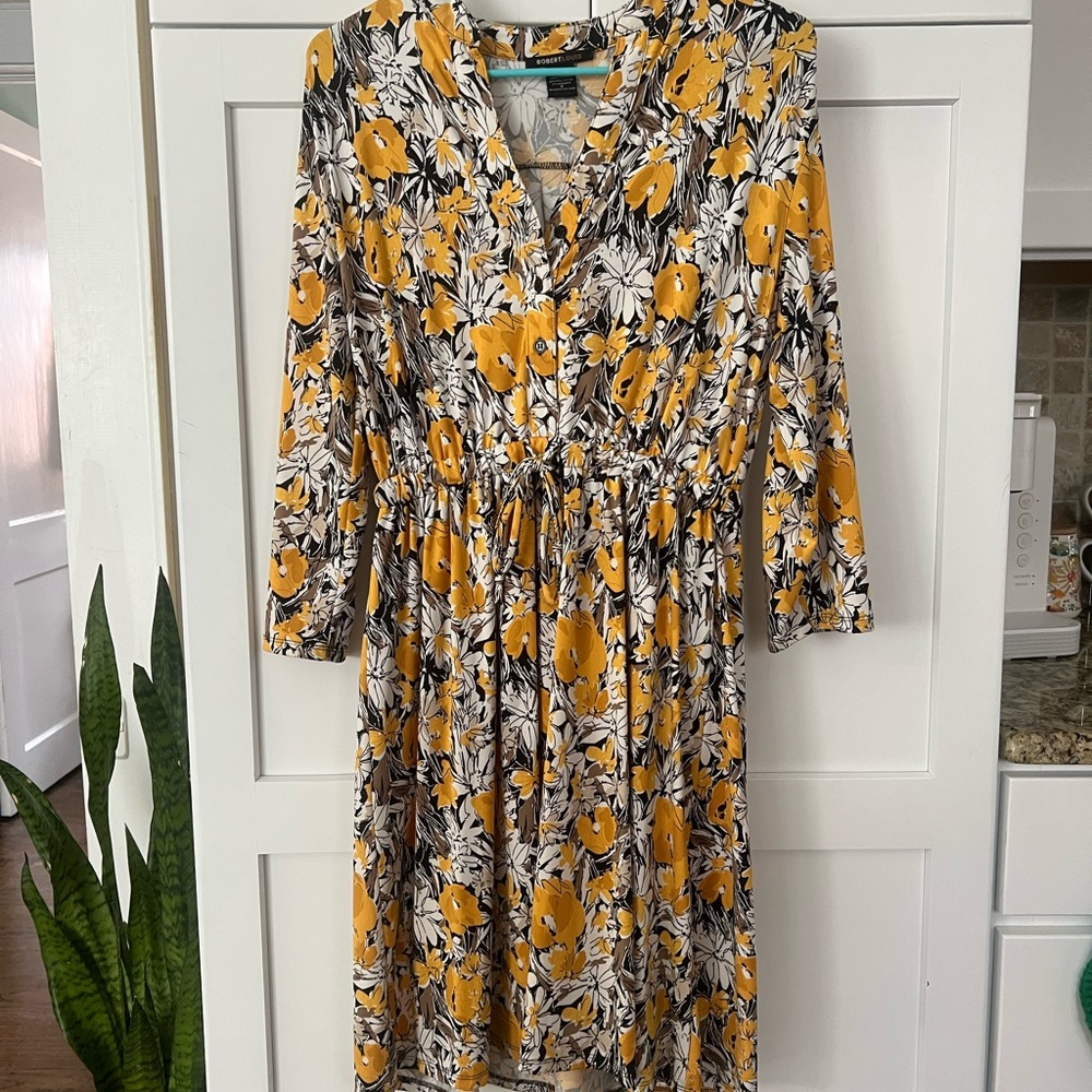 Floral Yellow and Black Dress